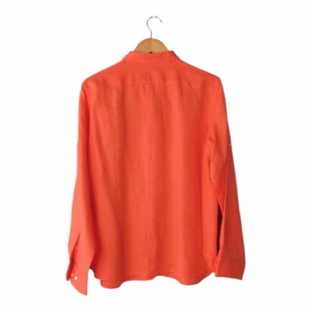 Ralph Lauren women’s electric Orange linen Button Down Shirt - Picture 4 of 6